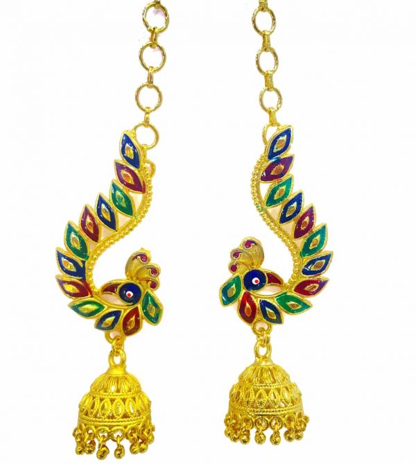 Peacock Earrings Gold Plated Stylish Imitation Jewellery With CZ Stones  ER23615