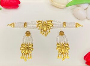Butterfly pearl chik with jhumka