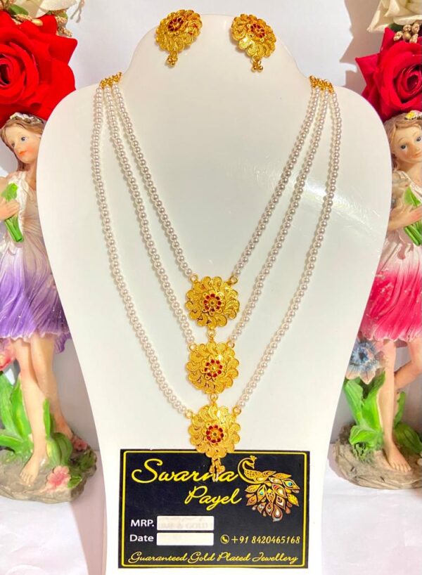 Floral motive lohori cum Pearl LongSet
