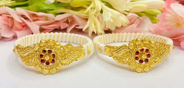 Cross line Floral Bracelet sankha (Minekari)