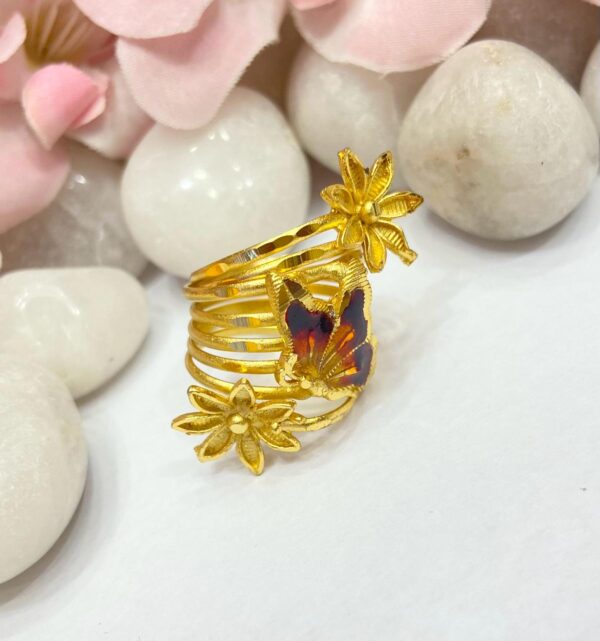 Butterfly With Flower Finger Ring