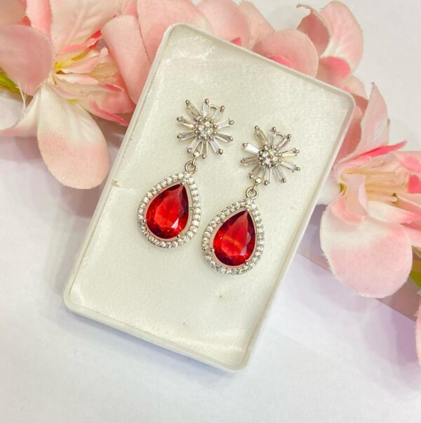 Poppy Red stone Earrings (S Size)