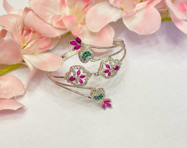 Lily Flower Leafs Motive Stone Bangles (out of stock)