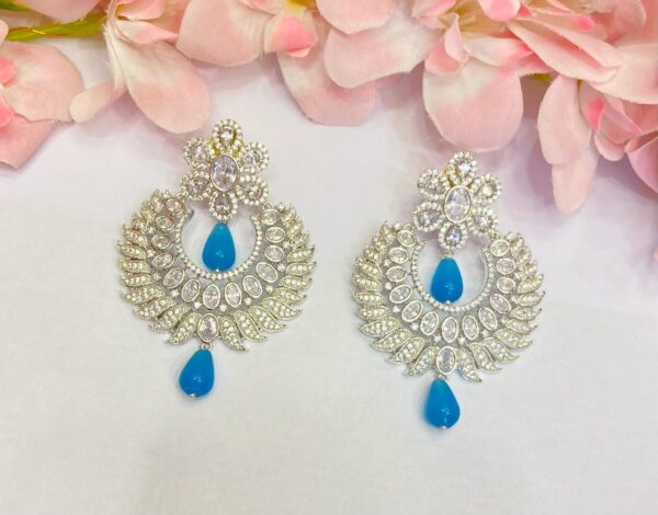 Half Lotus Flower Motive Design with stone Earrings