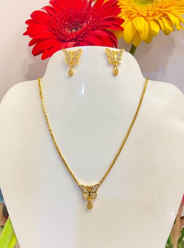 Butterfly with Ball Motive Chain with pendant and ear set