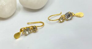 Double Flower Stone Motive Earrings