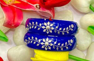 99.5 pure silver Flora Petallic Mota Pola (Royal Blue) pair