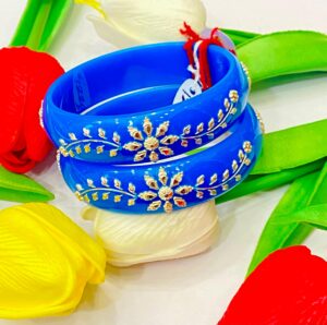 99.5 pure silver Flora Petallic Mota Pola (Indigo Blue- Firoza) pair