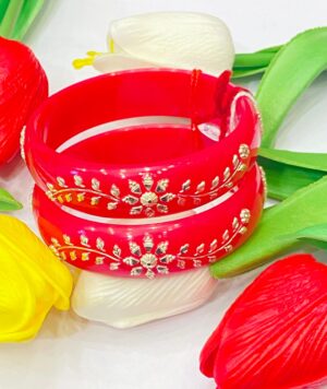 99.5 pure silver Flora Petallic Mota Pola (Pink) pair