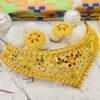 Stylish gold plated flower minekari choker cum necklace