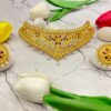 Stylish gold plated flower minekari choker cum necklace
