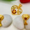 Love and flower designer shell pendant and ear set