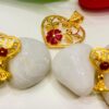 Love and flower designer shell pendant and ear set