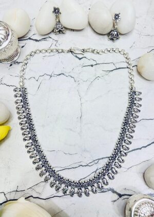 99.5 pure Silver petallica designer oxidize necklace