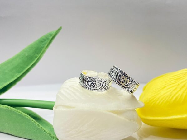 99.5 pure Silver Lotus flower oxidize to ring