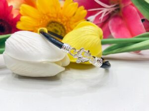Butterfly design pure silver black noya (single)