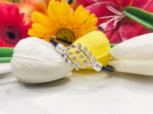 Leafy pata design pure silver black noya (single)