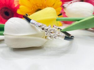 Flower designer pure silver black noya (single)