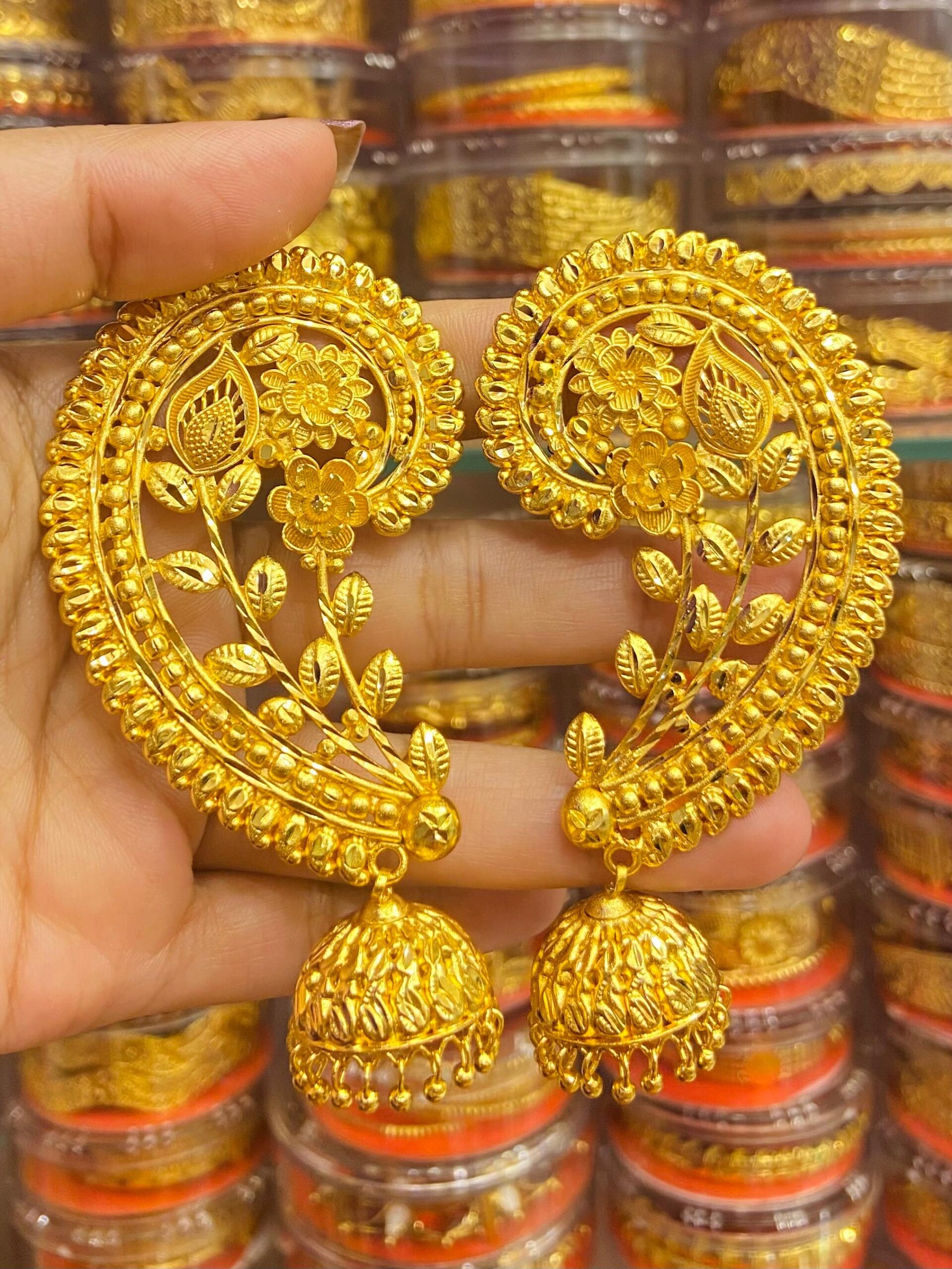 Simple Kanpasha Design Gold Kanpasha Full Kaan Earring Gold Medium
