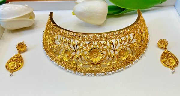 Plumeria flower minekari bridal necklace