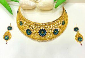 Plumeria flower minekari bridal necklace
