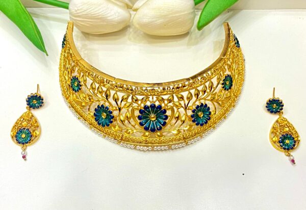 Plumeria flower minekari bridal necklace