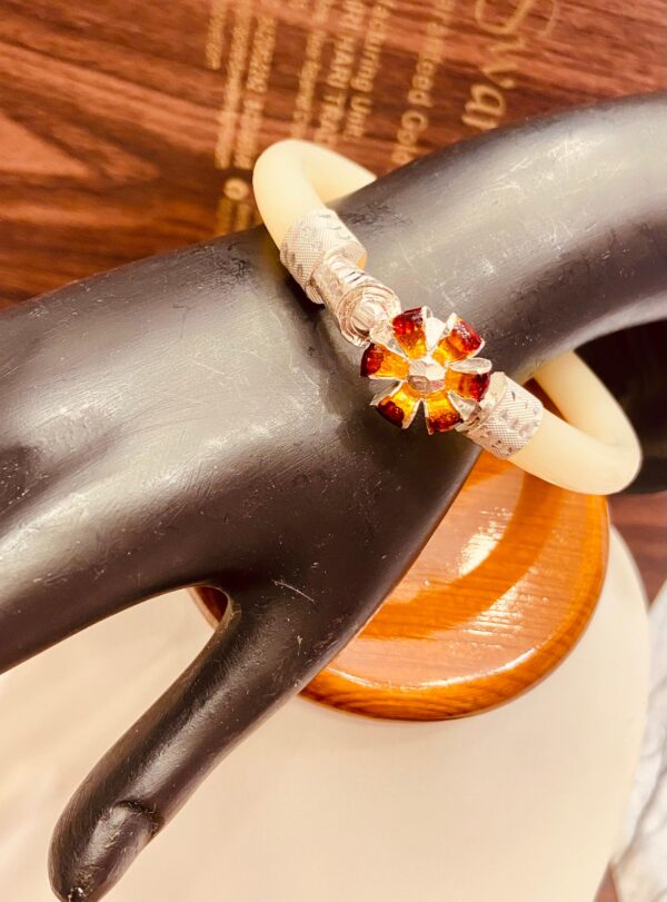 99.5 pure silver minekari Floral Bracelet pola (single)