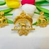 Elephant and flower designer minekari pendant and ear set