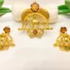 Elephant and flower designer minekari pendant and ear set