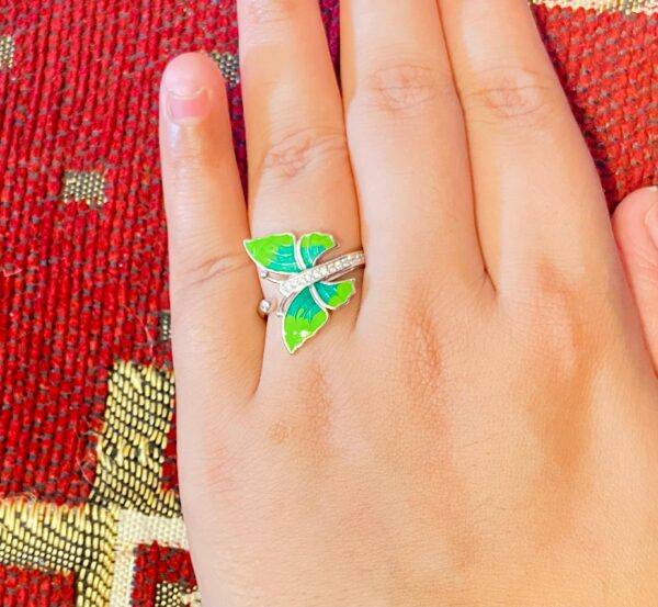 92.5 Silver adjustable GreenFly finger ring