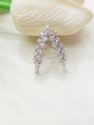 92.5 Silver V finger ring with AD cone