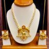 Elephant and flower designer minekari pendant and ear set