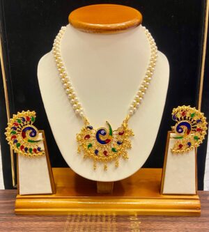 Exclusive Kaan designer minekari pendant and ear set