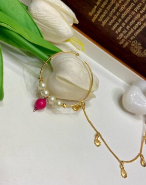 Colourful Pearl with rain drops chain nose ring