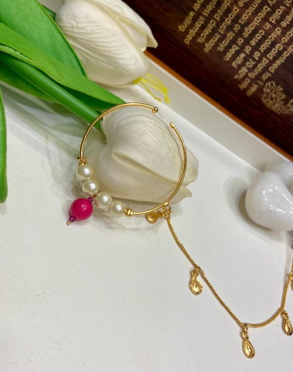 Colourful Pearl with rain drops chain nose ring