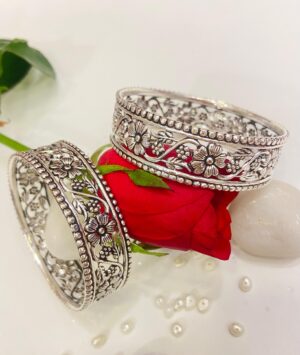 Pure Silver Flora Nokshi bangles (Single)