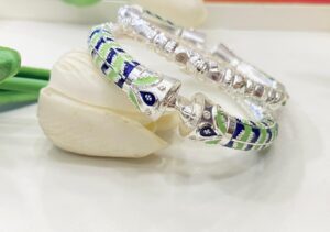 92.5 Pure Silver Flora Nokshi Monipuri Bala (Pair)