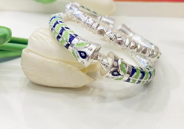 92.5 Pure Silver Flora Nokshi Monipuri Bala (Pair)