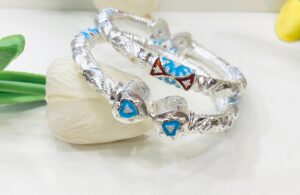 92.5 Pure Silver Love Deep Nokshi Monipuri Bala (Pair)