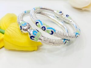 92.5 Pure Silver Glass Mukh Monipuri Bala (Pair)