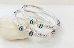 92.5 Pure Silver RoundGlassMukh Monipuri Bala (Pair)
