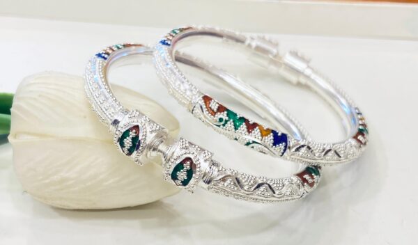 92.5 Pure Silver RoundGlassMukh Monipuri Bala (Pair)