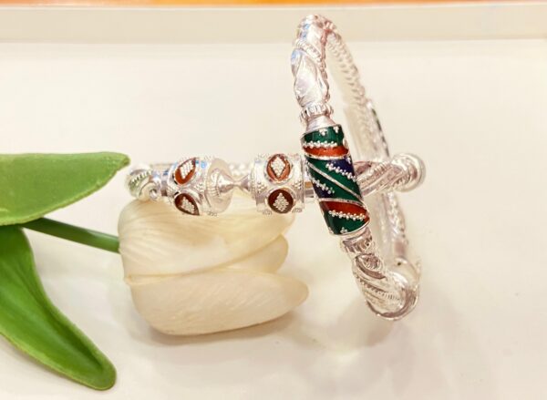 92.5 Pure Silver FloraGlassMukh Monipuri Bala (Pair)