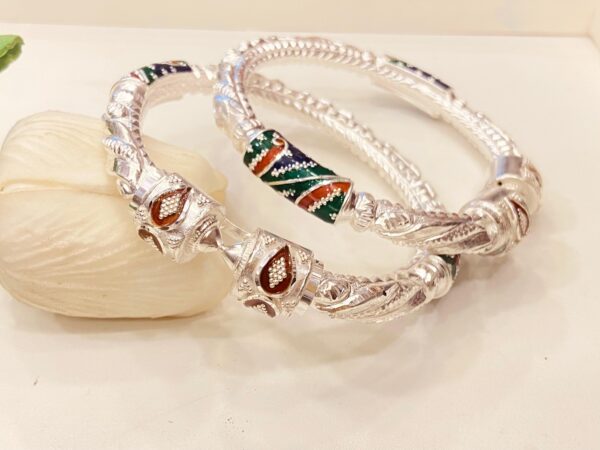 92.5 Pure Silver FloraGlassMukh Monipuri Bala (Pair)