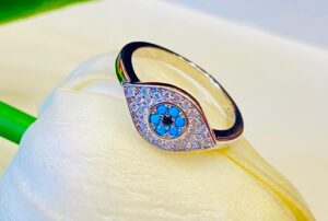 92.5 Silver Evil eye finger ring