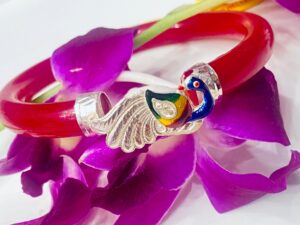 99.5 pure silver Peacock Minekari Bracelet pola (single)