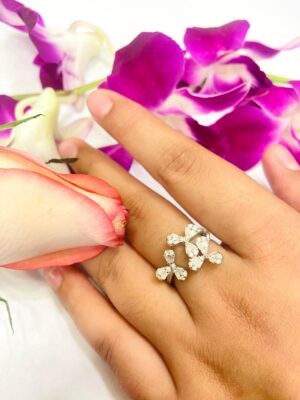 92.5 Silver Tri Flower  finger ring