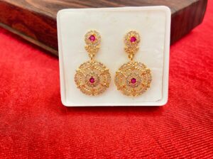 Daisy Flower Pinki stone Ad Earrings