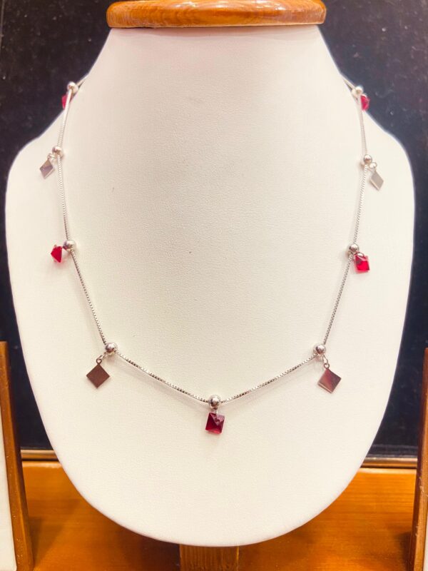 92.5 Pure Silver Mixed Crystals Chain
