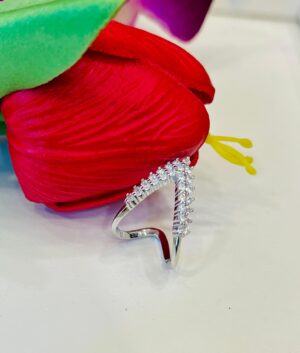 92.5 Silver V finger ring with AD marvel cone